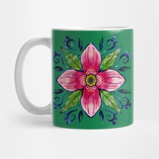 Anemone Clematis Watercolor Mandala Mug